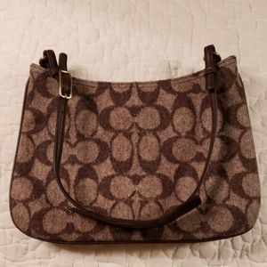 Coach Wool Hobo Shoulder Bag